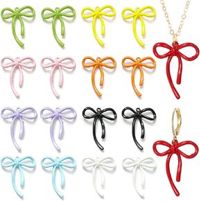 9PCS Colorful Bow Keychain Charms for Jewelry Making Multicolor Plated Bowknot Pendants for Necklaces Earrings Alloy Bow Keychain Charm Bracelet Making Kit Cute Bows Necklace Charm Handmade