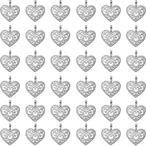 100pcs Alloy Hollow Out Heart Pattern Pendant Charms For DIY Necklace Bracelet Jewelry Making Accessory