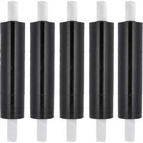 PSBM Black Stretch Wrap with Extended Core Handles, 4 Pack, 30 Inch x 1000 Feet, 80 Gauge, Plastic Cling Color Hand Stretch Film Rolls for Packaging Moving Packing Pallets