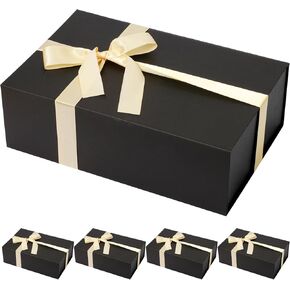 Rinrda Large Gift Box 5 Pack white gift boxes with lids for presents 13.8"x9"x4.5", Bridesmaid Groomsman Proposal Box,Luxury Packaging Box for Present Graduation Birthday Wedding Storage