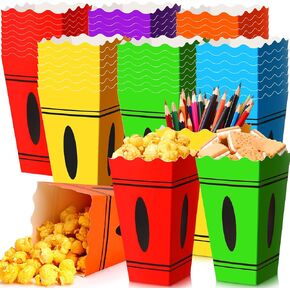 AmazingSpark 48 Pcs Back to School Popcorn Boxes Crayon Paper Popcorn holder Snack Treat Candy Containers Apply for Welcome first of day Classroom Decoration Teacher