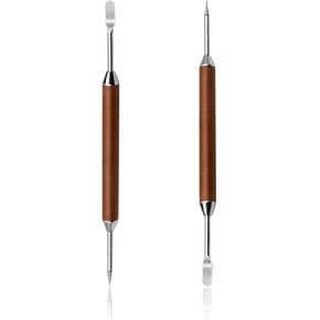 2-Pack Latte Art Pen Set, Stainless Steel Coffee Drawing Tool with Wood Handle, Double-Ended Barista Accessories for Creating Professional Espresso Designs, Home & Cafe Use