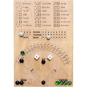 Baseball Dice Board Game for Kids Adults Gift Wooden Fun Baseball Board Game with dice for Game Nights, Parties,Holiday Gatherings