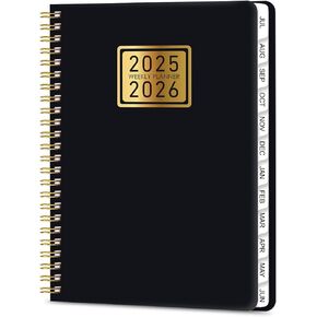 Academic Planner 2025-2026,Weekly and Monthly Planner Calendar,July 2025 to June 2026,Wirebound,Laminated Tabs,Storage Pocket,Perfect for Teachers,Students,Women & Men,A5(6.2"x8.5"), Black