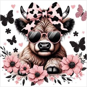 DIADAY Cow Diamond Painting Kits for Adults, 5D Diamond Art Kits for Beginners with Full Round Gem, Crafts Art DIY Home Wall Decor Gift 12 x 12 Inches