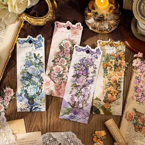 Butterfly Flower Long Strip Scrapbook Stickers Aesthetic Butterflies Flowers Collage Decorative Stickers For Scrapbooking Border Strips Vintage Floral Border Stickers For Journaling Scrapbook Supplies