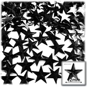 144pc Flatback Acrylic Rhinestones Star 12mm- Jet Black