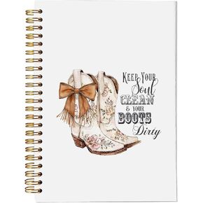 Coquette Brown Bow Western Spiral Notebook, Cowgirl Inspirational Journal, Western Office Supplies, Cowgirl Gifts, Keep Your Soul Clean and Your Boots Dirty Notebook 5.5x8.3 Inch