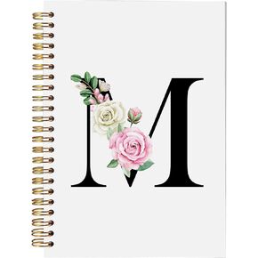 Floral Monogrammed B Spiral Notebooks – Initial Letter B Hardcover Journals, Cute Custom Hardcover Notebook Journal for Writing, Customized Monogram Personalized Gifts for Women/Girls/Teachers