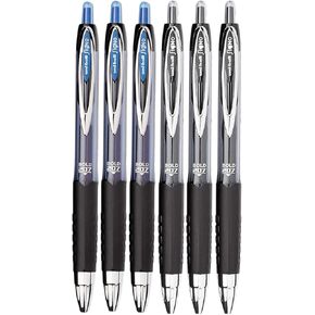 Uni-ball Signo 207 Roller Ball Retractable Gel Pens, Bold Point (1.0mm), Black Ink, 6 Count, Bundle with Plastic Reusable Pouch
