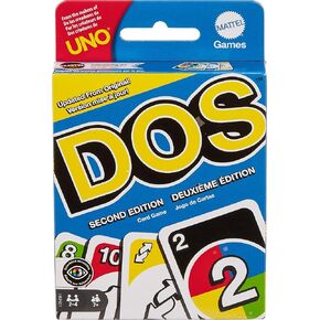 Mattel Games DOS Second Edition Family Card Game with Updated Rules for Kids and Adults, Game Night, Travel, Camping and Party, UNO Cards