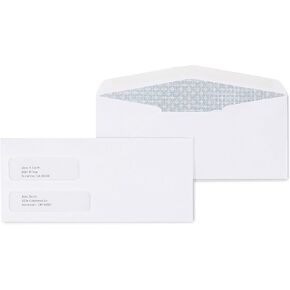 Staples #10 Business Envelopes, Double-Window, Security-Tinted Gummed Closure, 9.5 x 4.125 Inch, 500-Pack, White