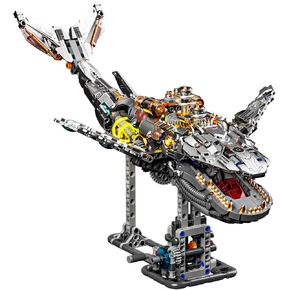 Mech Whale Building Kit with LED Lights, Compatible with Lego Shark, Creative Ocean Building Block Toys, Interactive Design, Home/Office Decor, Gift for Adult＆ Kids Age 12+