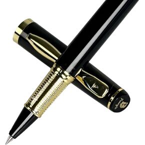 Luxury Pen, 0.5 mm Black Ink Nice Fancy Gel Pen, Fine Point, Professional Executive Writing, Gift Pen for Men and Women, Set of 1 with 2 Refills