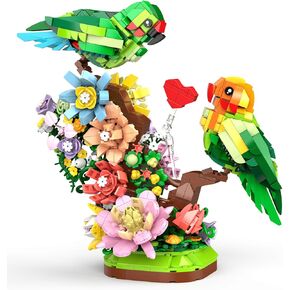 Flowers & Love Bird Building Set for Adults, Flower Parrot Botanicals Decor Model Kit with LED, Animal Toys Gifts Ideas for Kids Girls Boys Age 8+ (1050 PCS)