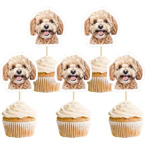 Ercadio 24 PCS Pet Dog Cupcake Toppers Toppers Dog تحت عنوان عيد ميلاد اللوازم اللوازم