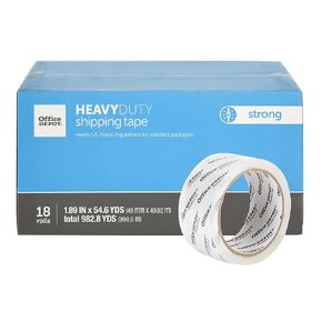 Office Depot® Brand Heavy Duty Shipping Packing Tape, 1.89" x 54.6 Yd, Crystal Clear, Pack Of 18 Rolls