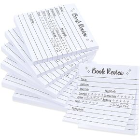 6 PCS Book Review Notepad, Reading Journals Sticky Notes with Self-Stick 300 Sheets Small Note Pads Bookish for Book Lovers School Review Tracker Reading Readers Gifts