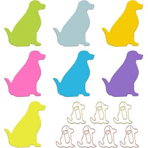 7 Pack Dog Sticky Notes with Cute Dog Paper Clips, 210 Sheets Funny Dog Notes Colorful Self-Stick Note Pads Animal Sticky Notes Dog Shape Memo Pads Index Tabs, Dog Office Supplies (7 Color)
