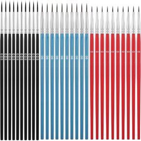 30 Pcs Miniature Paint Brush, Tiny Detail Paint Brushes Set Micro Paints Brushes Fine Tips with 3 Size Mini Small Painting Brush Set for Nail Art Watercolor Crafts Oil Acrylic Painting Models Detailin