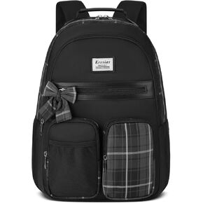School Backpack for Girls, Cute Kawaii Plaid Kids Bookbag Large 15.6 Inch Laptop Bag for Middle High School College Backpacks for Women Students Teenager, Blue