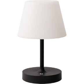 Modo LED Cordless USB-C Re-Chargeable Desk Lamp, 5200mAh Battery Operated with 3 Color Temperature 2700K-3000K-3500K and Fingertip Touch On/Off Plus Dimming in Black with White PC Shade