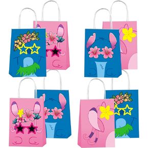 Eacoo 12pcs S-D-Z Birthday Party Decorations Paper 4 Pattern,Reusable Candy Goodie Bags with Handles for Birthday Party Supplies Wedding Baby Shower Shopping Bags.