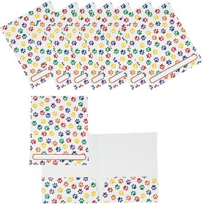 Bulk 48 Pieces Paw Print Patterned Pocket Folders