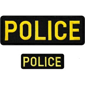 Embroidered Police Patch | Police Patch for Vest | (2 Pack) with Hook & Loop for Tactical Vest Uniforms and Jacket (Yellow)
