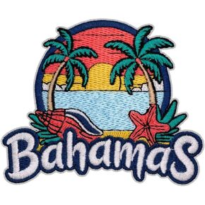 EMBROBOF Paradise Bahamas Beach Patch – 3 inches, Cool Bahamas Iron On Patch Travel – Embroidered Travel Patches for Backpacks