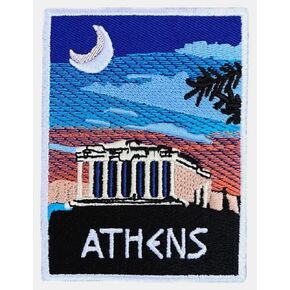 Athens Greece Patch (3.5 Inch) Embroidered Iron/Sew-on Badge Greek Island Travel Emblem DIY Backpack, Jacket, Cap, Shirt Bag Gift Patches, Large