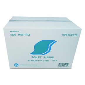 GEN 10001PLY Small Roll Bath Tissue, 1-Ply, 1000 Sheets/Roll, 1.64 in Core (Case of 96)