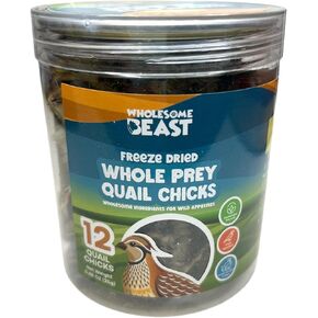 Freeze Dried Whole Prey Quail Chicks for Cats, Dogs, & Ferrets- Whole Feathered Quail Treats for Dogs- Single Ingredient- Feathered Whole Prey Chicks for Dogs Treat- 12 Count