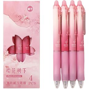 4 Pcs Erasable Gel Ink Pens Retractable Erasable Pens 0.5mm Blue Ink Pen Office School Pens Cute Aesthetic Pens Women Girls Pens (Purple 2-Blue Ink)