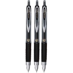 Uni-ball Signo 207 Roller Ball Retractable Gel Pens, Micro Point (0.5mm), Black Blue And Red Ink, 6 Count, Bundle with Plastic Reusable Pouch