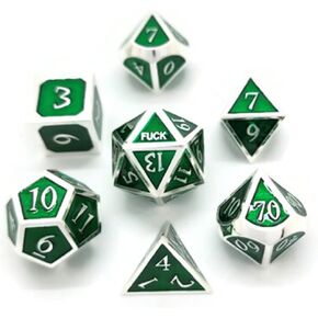 Metal D20 F Dice Critical Fail F 20 Sided Die Set DND Number for Role Playing Game Dungeons and Dragons D&D Pathfinder Black Silver Red Blue Gold Copper Purple Green Pink White (Single Dice, Black)
