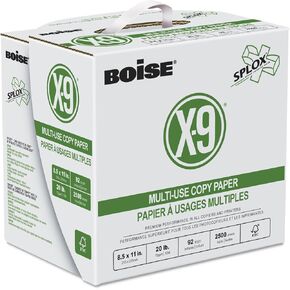 Boise SP8420 X-9 SPLOX Multi-Use Copy Paper, 92 Bright, 20lb, 8-1/2x11, White, 2500/CT