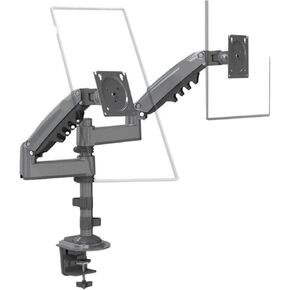 H180 17-inch-27-inch Dual Monitor Table Stand Gas Spring Full Motion LCD TV Stand 2-9 kg Double arm clamp Stand(2-12KG H180 Black)
