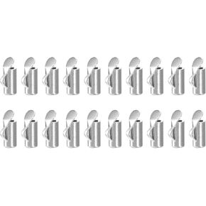 uxcell 50Pcs Slide on End Clasps, 13mm Tube Ball Bead Slider Crimp Ends for Multi-Strand DIY Craft Making, Silver Tone