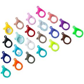 100pcs Plastic Lobster Claw Clasps, Mixed Colors Cute Lanyard Snap Clip Hooks 25x18mm Lobster Clasp Hook Plastic Backpack Clasp Hook for Jewelry Making DIY Crafts Keychain