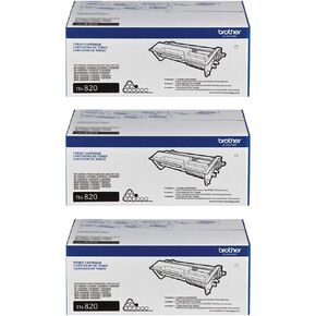 Brother Genuine Black Toner Cartridge 3-Pack, TN820, Replacement Black Toner, Page Yield Up to 3,000 Pages Each