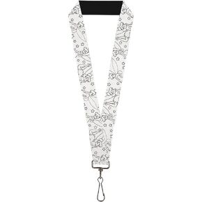 Buckle Down Lanyard-1.0-Tinker Bell Poses/Stars Outline White/Black