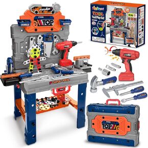 Kids Tool Bench with Realistic Electric Drill, 132 PCS Toddler Tool Set, Birthday Toys for Kids Ages 3 4 5 6 7 8, Toddlers Tool Box & Workbench, Kid Tools Set for Boys Girls 3-5 6-8