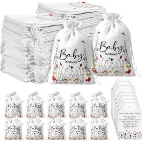 Fumete 50 Sets Wildflower Baby Shower Seed Packets Party Forms للضيوف ، هناك القليل