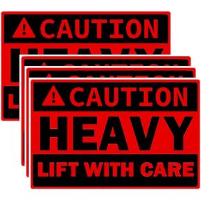 Caution Heavy Sticker, 4x6inch Fluorescent Red Heavy Special Handling Shipping Pallet Label Stickers Lift with Care Warning Labels for Shipping and Packing（100Pcs）