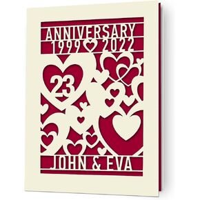 EDSG Personalized Anniversary Card Wedding Anniversary Card for Wife Husband Couple Him Her Parent Custom Anniversary Cards with Any Name and Date (Deep Red)