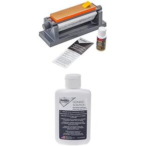 Bundle of Smith's 50448 6-Inch Diamond Tri-Hone Sharpener,Gray + Smith's HON1-4oz Honing Solution, White