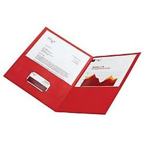 Office Depot® Brand Leatherette Twin-Pocket Portfolios, Red, Pack of 25