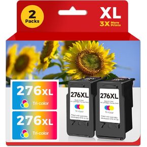 استبدال خرطوشة الحبر المعاد تصنيعها لـ Canon Ink 276XL (Tricolor 2-Pack) ، PG276 XL PG-276 متوافق مع طابعات TS3500 TS3520 TS3522 TR4720 TR4700 TR4722 ، Cannon 276 CATTINGER CARTRIDGE