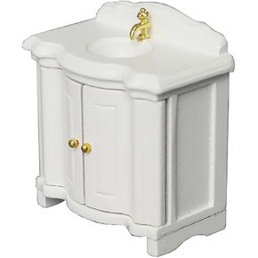 Dollhouse Sink Cabinet with Wash Basin 1/12 Miniature Doll House Sink Cabinet for Bathroom Toilet